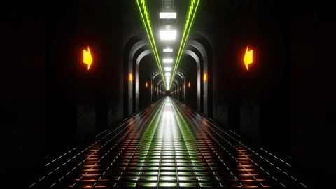 White and Lime and Orange Dungeon Tunnel Background VJ Loop in 4K Stock Footage 255233733