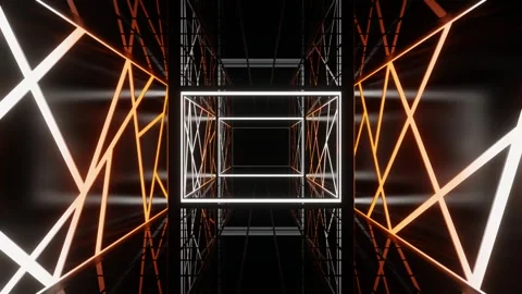White and Orange Cyberpunk Movement on Elevator Background VJ Loop in 4K Stock-Footage 257599643