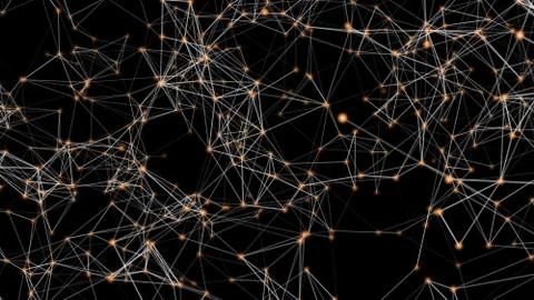 White and orange digital computer data and network connection triangle lines  イラスト素材
