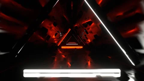 White and Orange Flashing Triangular Neon Corridor Background VJ Loop in 4K Stock Footage 314363836