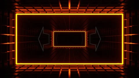 White and Orange Neon Pointer Arrow Tunnel Background VJ Loop in 4K Stock Footage 281495133