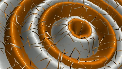 White and Orange Ring Waves, Background, Paints, Unique Design, Exclusive Stock Footage 303183276