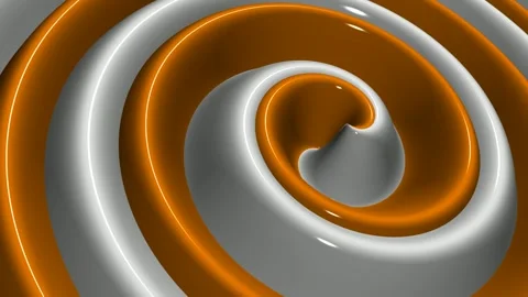 White and Orange Spiral Waves, Background, Unique Design, Exclusive, Paints Stock Footage 303183247