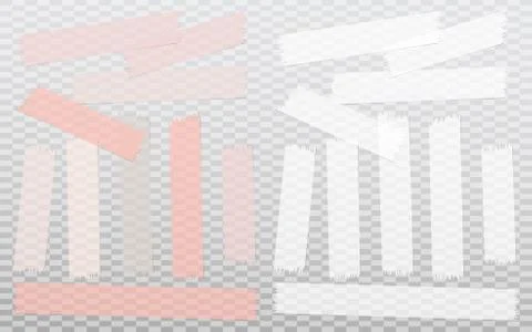 White and pink different size adhesive, sticky, masking, duct tape, paper pieces Stock Illustration