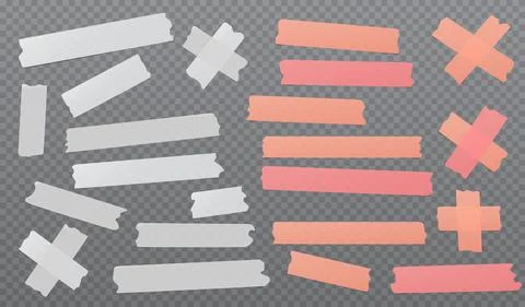 White and pink different size adhesive, sticky, masking, duct tape, paper pieces Stock Illustration