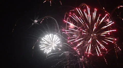 White and pink Firework in the night sky. 스톡 동영상 35754087
