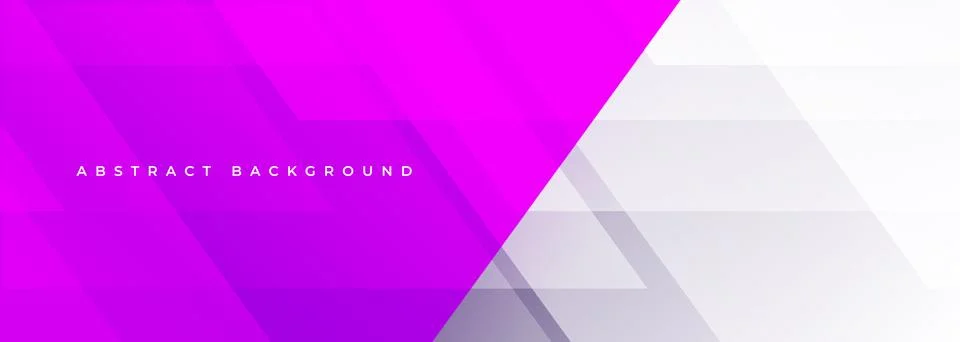 White and purple modern abstract wide banner with geometric shapes. Pink and Stock Illustration