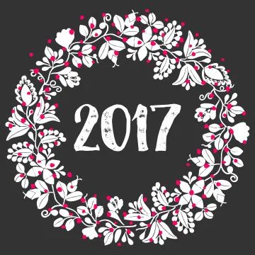 White and red 2017 laurel vector wreath frame Stock Illustration