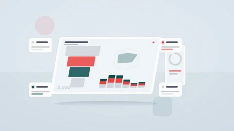 White and red analytics dashboard flat design loop Stock Footage 342629156