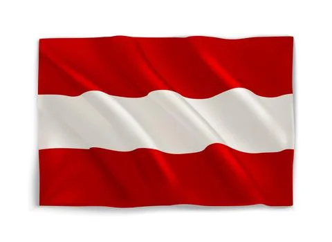 White and red Austrian flag. 3d vector object isolated on white Illustrazione stock