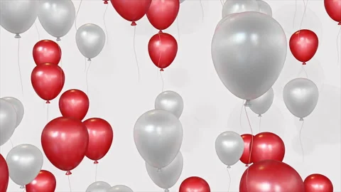 White and red balloons background on a seamless loop Stock Footage 276283219