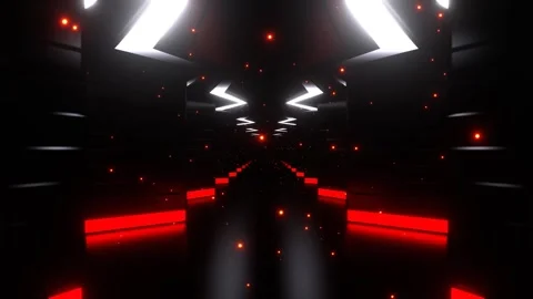 White and Red Beautiful Infinity Futuristic Corridor Background VJ Loop l 4K Stock Footage 298195545
