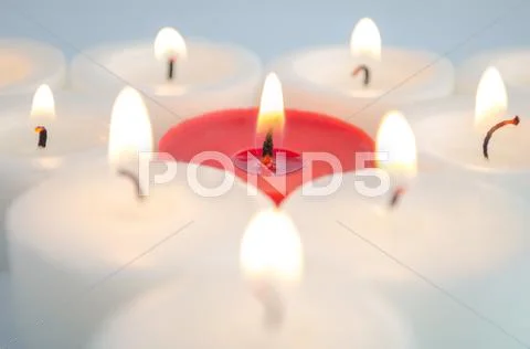 White and red candles Stock Photos