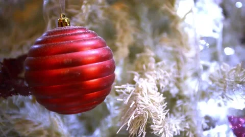 White and Red christmas tree ornament close up Stock-Footage 145045595