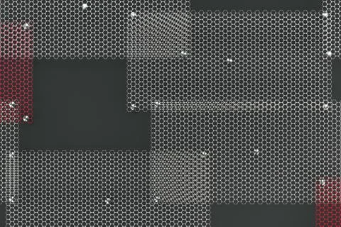 White and red circular grates on dark grey background Ilustración de archivo