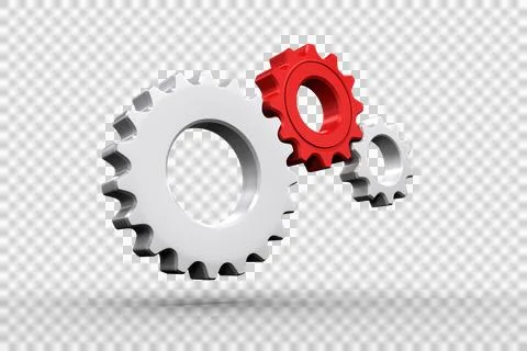 White and red cogs and wheels Stock Illustration