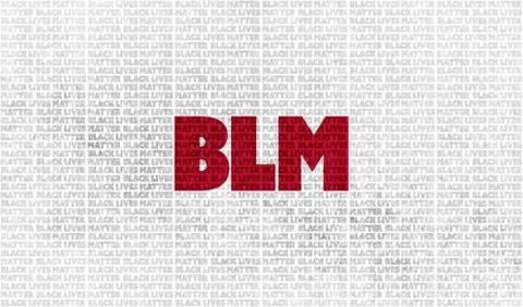 A white and red colored Black Lives Matter (BLM) background graphic illustrat Stock Illustration