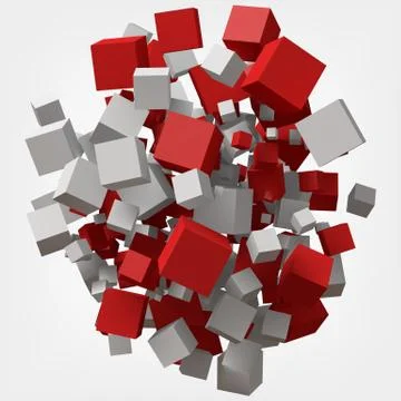 White and red cubes. 3d style vector illustration. Stock Illustration