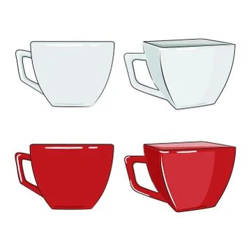 White and red cups for espresso isolated on white background. Stock Illustration