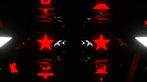 White and Red Endless Corridor of Neon Stars Background VJ Loop in 4K Stock Footage 314363990