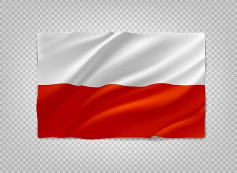 White and Red flag of Poland. 3d vector object isolated on transparent Stock Illustration