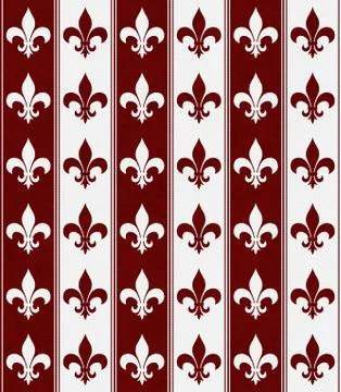 White and red fleur de lis textured fabric background Stock Illustration