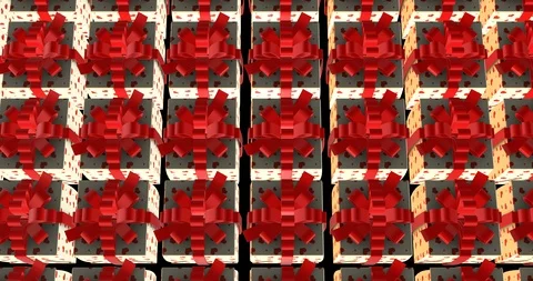 White and red gift box with hearts Video stock 106128411