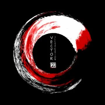 White and red ink round stroke on black background Stock Illustration