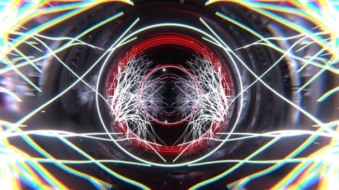 White and Red Magic Tunnel with Glowing Trees and Rings Background VJ Loop i Video stock 344099213