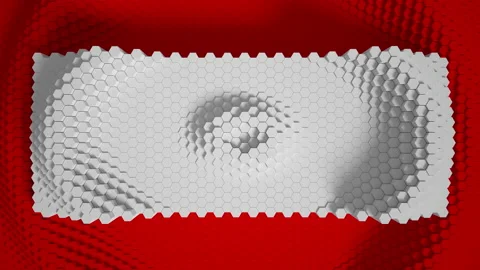 White and red mosaic surface with moving hexagons. Cells. Wave. 4k cycle. animat Stock Footage 162880453