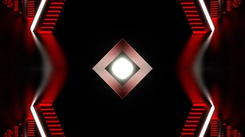 White and Red Neon Arch Kaleidoscope Background VJ Loop in 4K Stock Footage 339699179