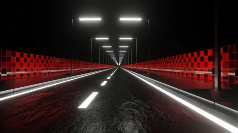 White and Red Neon Fast Futuristic Highway Background VJ Loop in 4K Stock Footage 318345295