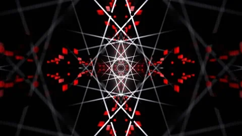 White and Red Neon Laser Mandala Background VJ Loop in 4K Stock Footage 328358076
