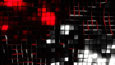 White and Red Neon Square Grid Background VJ Loop l 4K Stock Footage 294928358