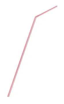 White and red plastic thin drinking straw cutout Stock Photos