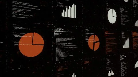 White and red programs.Animation. A problem solving program written on a black Illustrazione stock