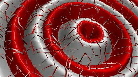 White and Red Ring Waves, Background, Paints, Unique Design, Exclusive Stock Footage 303183225