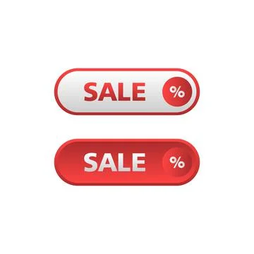 White and red sale button in neomorphism style. Stock Illustration