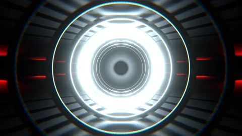 White and Red Sci-Fi Tunnel with Round Arches Background VJ Loop l 4K Stock Footage 295879071