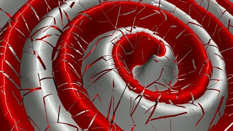 White and Red Spiral Waves, Background, Paints, Unique Design, Exclusive Stock Footage 303183226