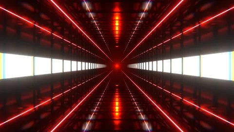 White and Red Square Neon Tunnel Background VJ Loop 4K Stock Footage 294909192