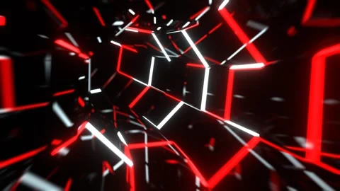 White and Red Strobe Abstract Neon Octagonal Portal Background VJ Loop l 4K Stock Footage 298195706
