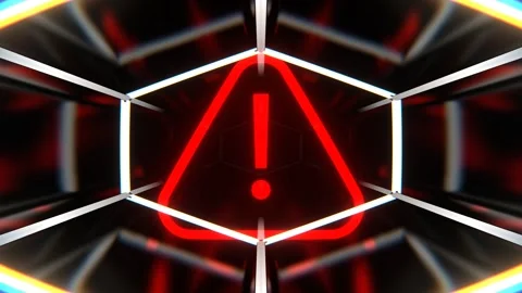 White and Red Tech Alert Glowing Symbol Background VJ Loop in 4K Stock Footage 312803665