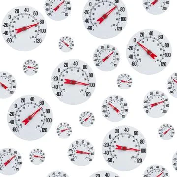White and red thermometer on seamless background Stock Illustration