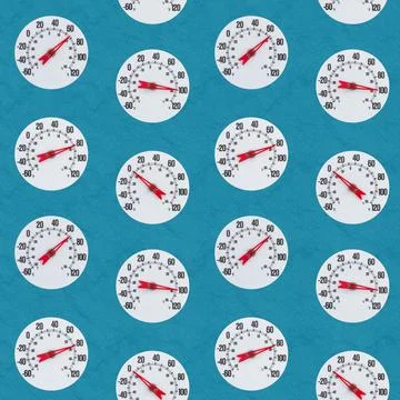 White and red thermometer on seamless background Stock Illustration