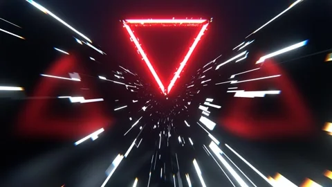 White and Red Triangle Strobe Neon Futuristic Corridor Background VJ Loop l  Stock Footage 297470549
