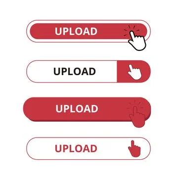 White and red upload bar shape buttons isolated on a white background Stock Illustration
