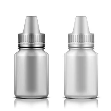 White And Silver Plastic Bottle For Eye Drops Stock Illustration