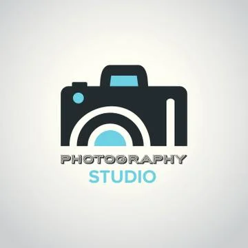 White and Sky Blue Vector Icons for Photographer on White Background. Camera  Illustrazione stock