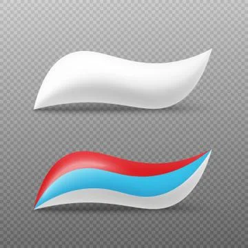 White and striped toothpaste blob set on transparent background Stock Illustration